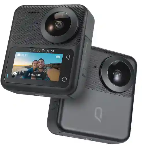  Kandao QooCam3 360° Camera with1.55 Sensor (Dual Battery Bundle) Waterproof Camera, 5.7K Wide-Angle with Lens Cover